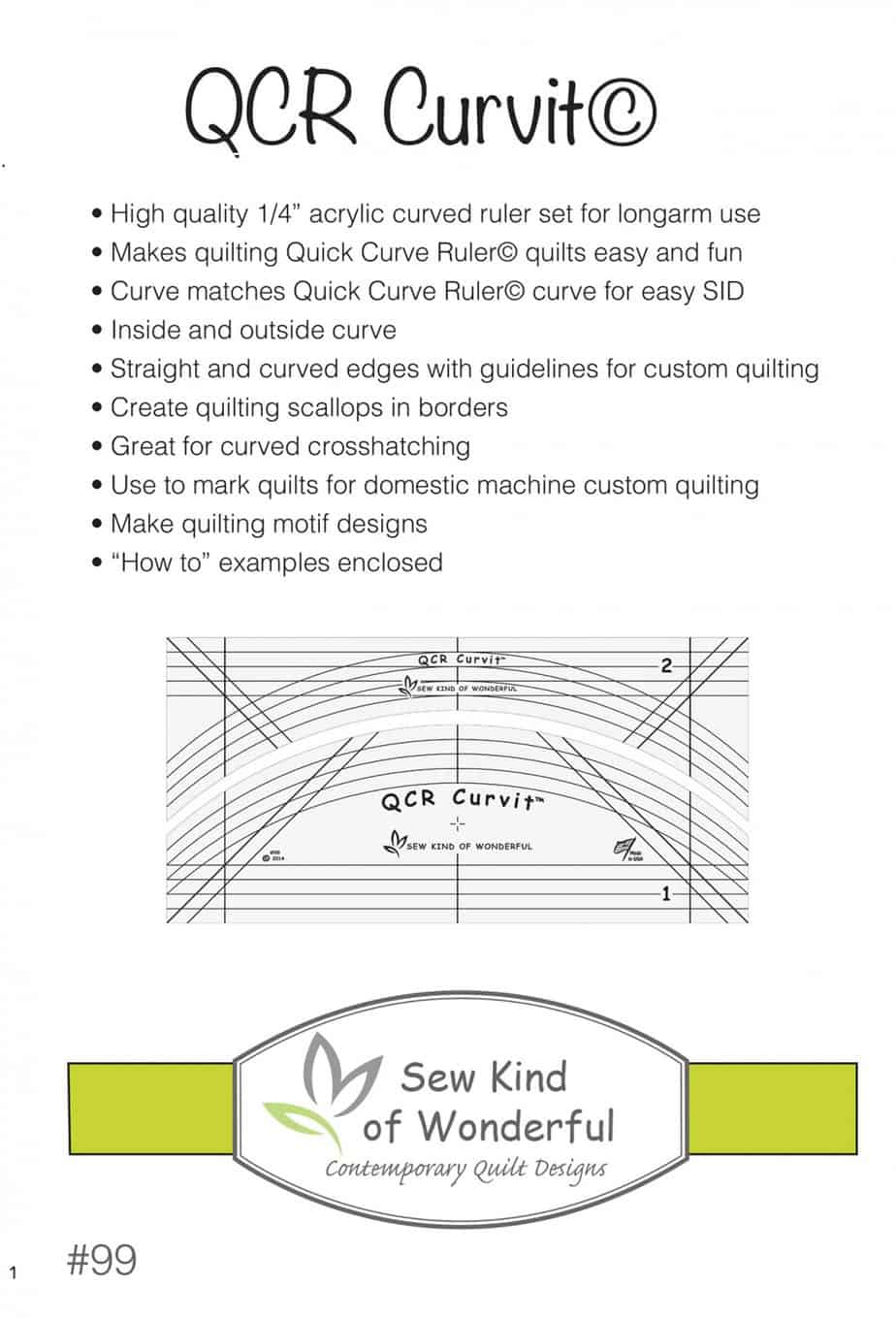 QCR Curvit Ruler for Longarm Quilting