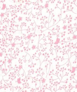 Flutter pink on white wide fabric