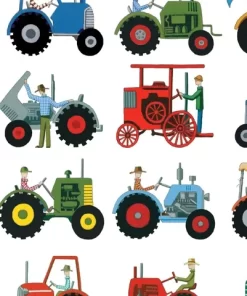 Red Tractor white wide fabric