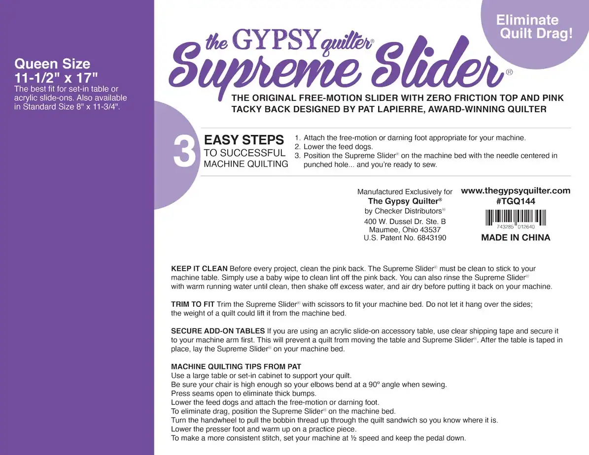 Queen size supreme slider