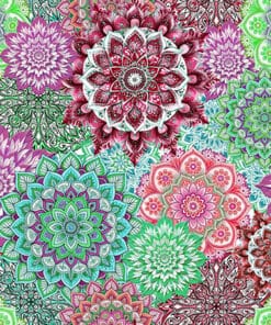 Alternative view of Lush Petals Multi Mandala green wide fabric
